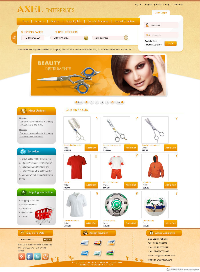 橙色的服装网站建设页面案例分享
