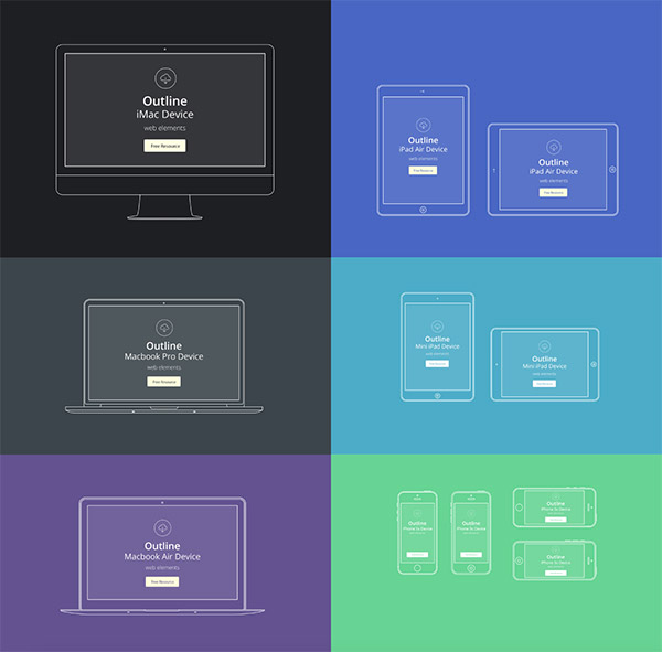 Vector Apple Outline Device PSD